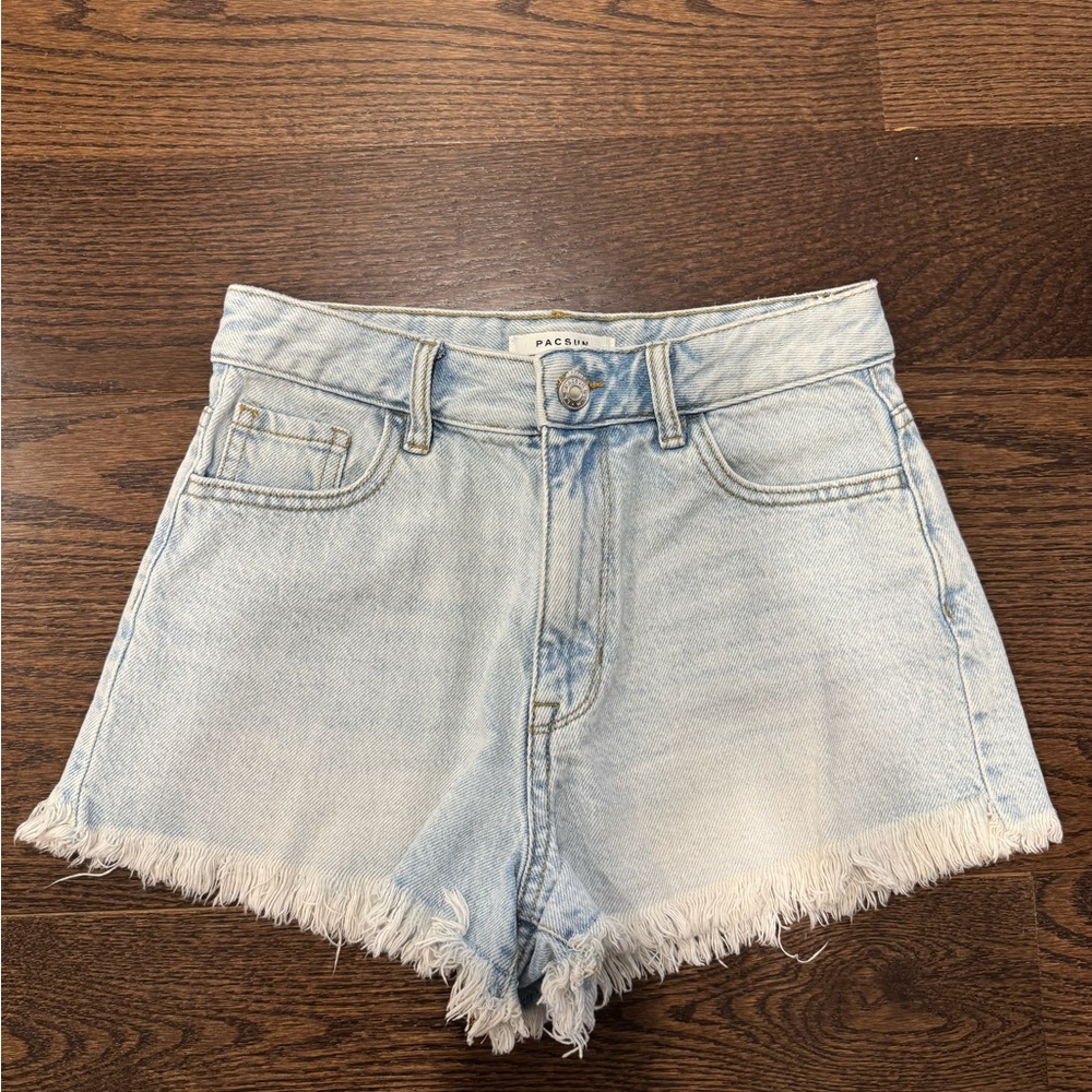 PacSun Light Wash Jean Shorts with Frayed Hem